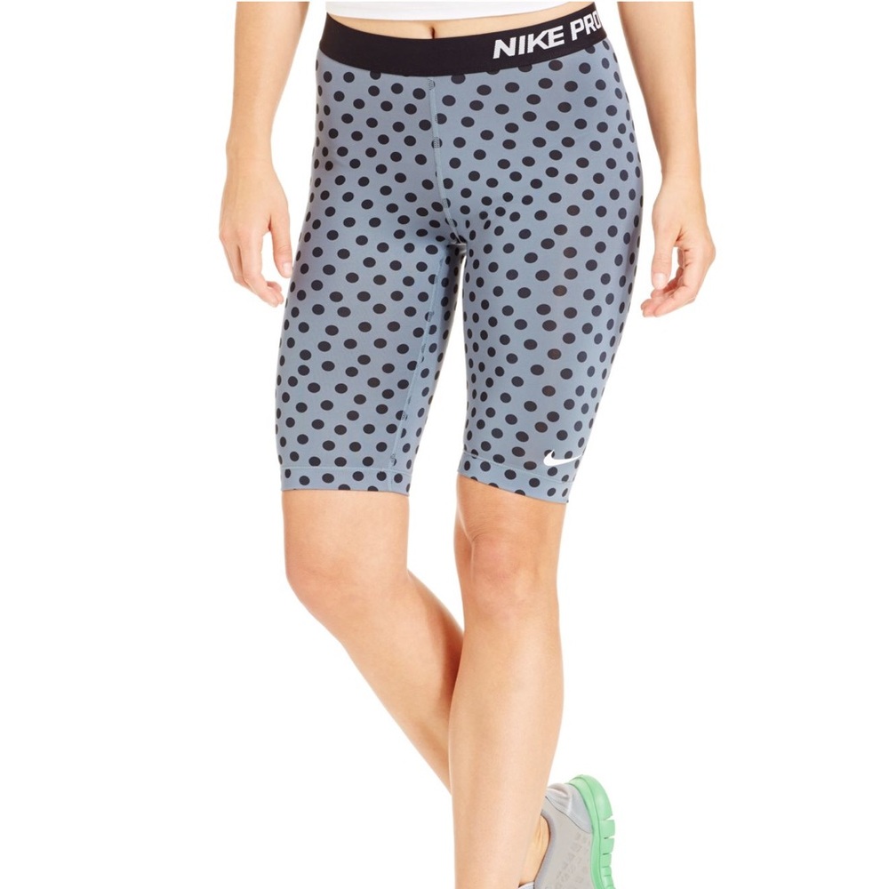 nike pro polka dot knee length shorts